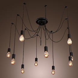 Lámpara colgante de 10 luces con diseño vintage y bombillas incluidas.