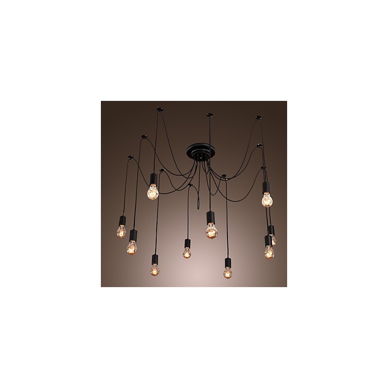 Lámpara colgante de 10 luces con diseño vintage y bombillas incluidas.