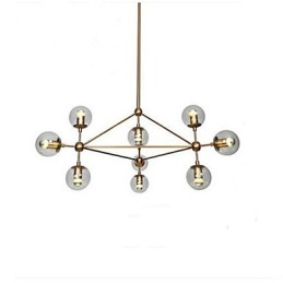 Lámpara de araña Golden Beans de 10 luces con pantalla de cristal