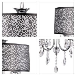 Lámpara de araña clásica tradicional de metal cromado y cristal