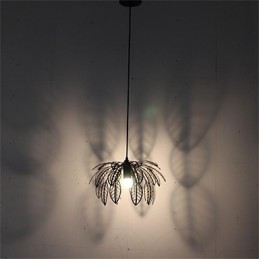 Lámpara de araña de hierro simple retro de una sola cabeza en forma de hoja