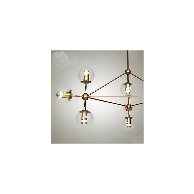 Lámpara de araña Golden Beans de 10 luces con pantalla de cristal