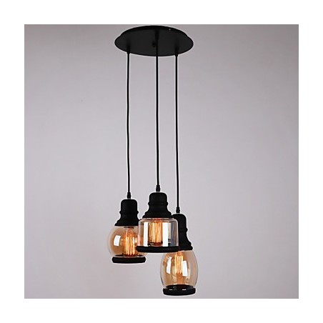 Lámpara colgante minimalista artística de 3 luces con pantalla de vidrio antiguo Lámpara colgante minimalista artística de 3 luces con pantalla de vidrio antiguo