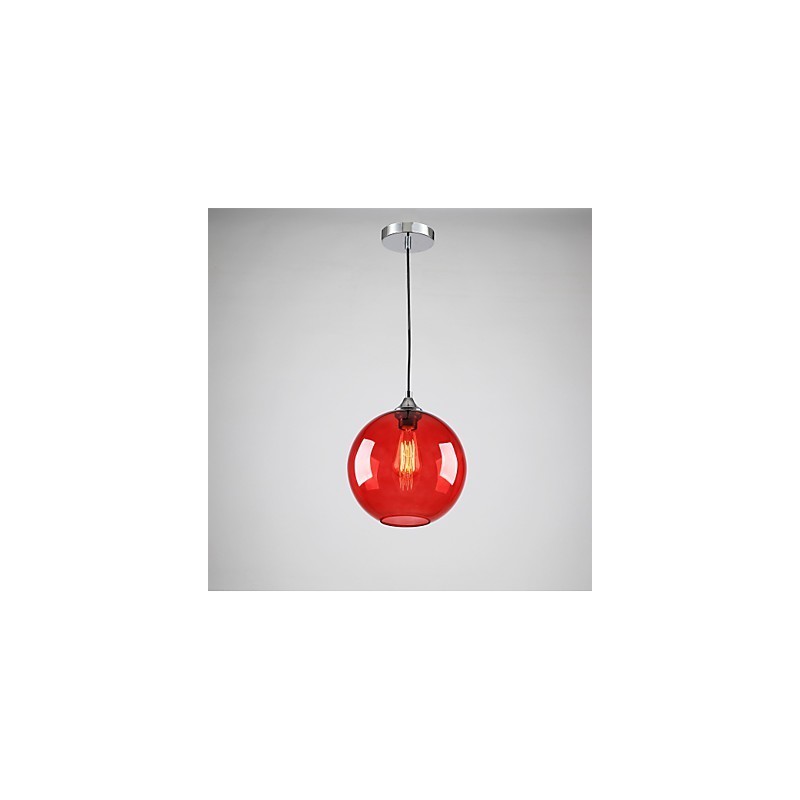 Lámpara colgante moderna de cristal con diseño de burbuja redonda roja