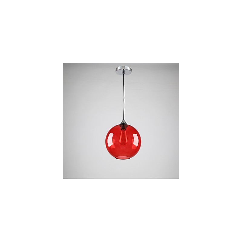 Lámpara colgante moderna de cristal con diseño de burbuja redonda roja