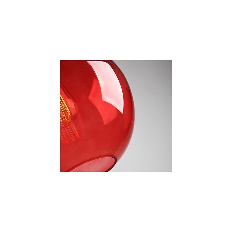 Lámpara colgante moderna de cristal con diseño de burbuja redonda roja