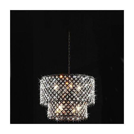 Lámpara colgante moderna y contemporánea con pintura de cristal en forma de tambor