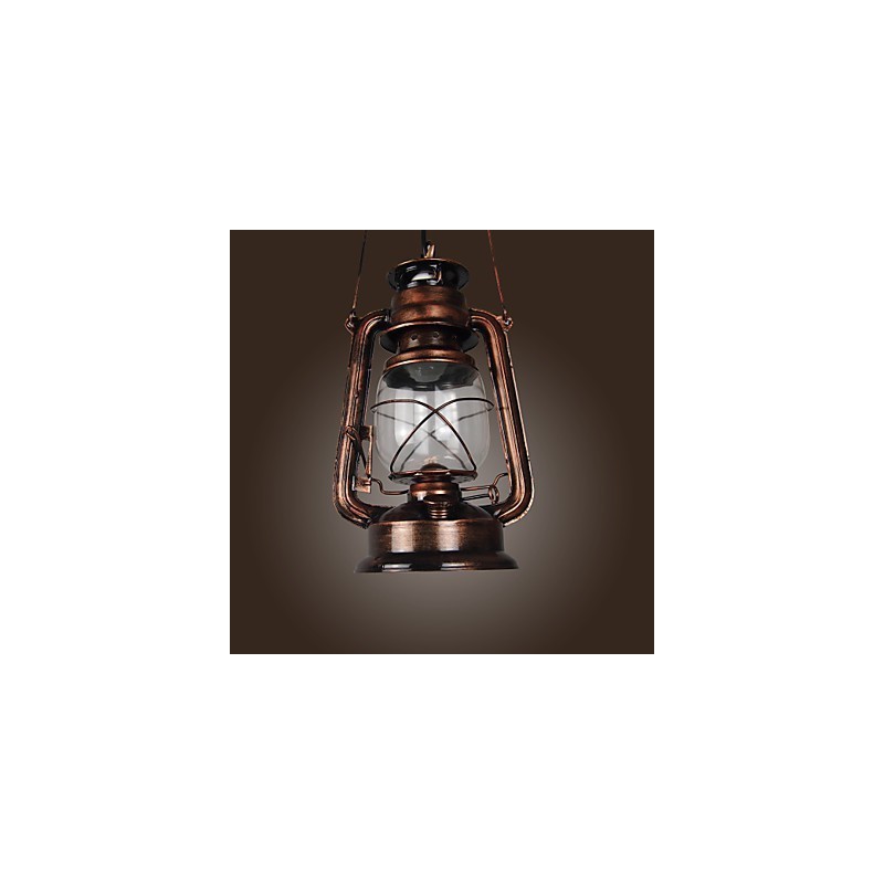 Lámpara colgante estilo mini farol campestre de bronce