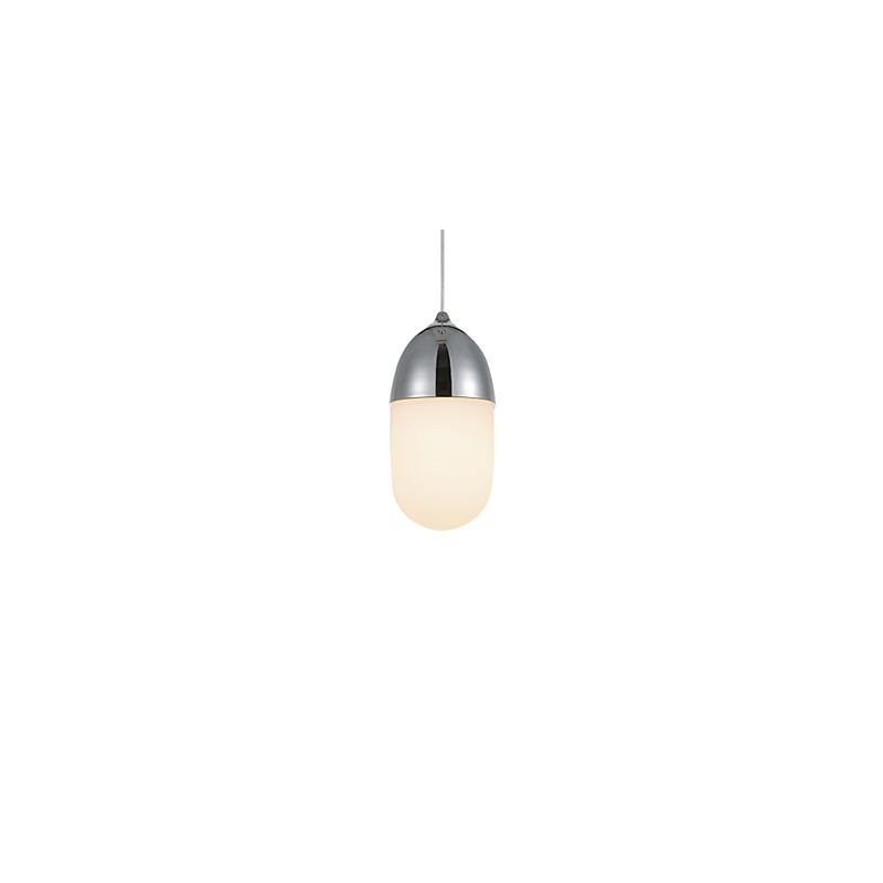 Lámpara colgante Mini Acorn, 1 luz, moderna, simplicidad, acabado en madera cromada dorada, acero al carbono y vidrio.