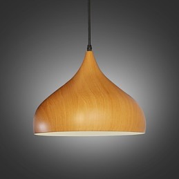 Lámpara colgante retro de metal con veta de madera para cafetería