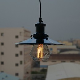 Lámpara colgante de metal cromado estilo campestre