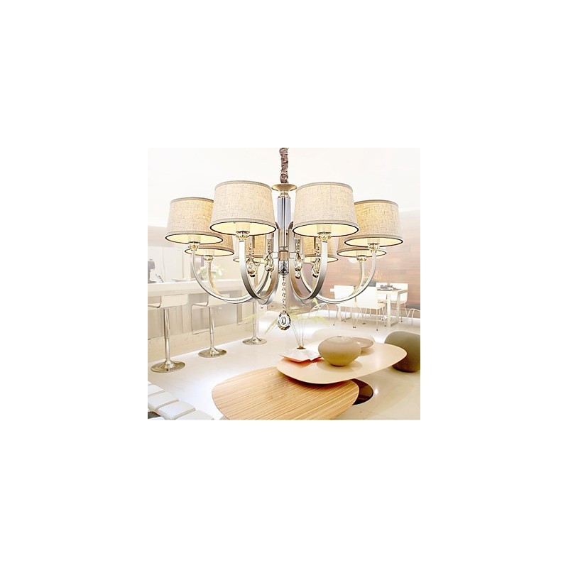 Lámpara de araña de metal plateado con cristal de estilo campestre