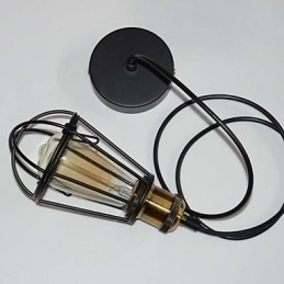 Lámpara LOFT, lámpara colgante vintage, lámpara Edison, lámpara de jaula de metal de hierro negro, lámpara de estilo almacén, accesorio de iluminación