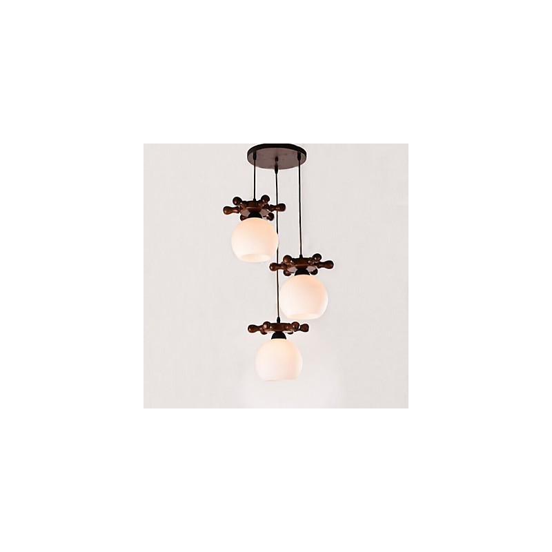 Lámpara colgante de comedor de cristal con timón de barco mediterráneo europeo, sencilla y moderna, de madera maciza
