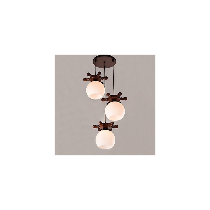 Lámpara colgante de comedor de cristal con timón de barco mediterráneo europeo, sencilla y moderna, de madera maciza