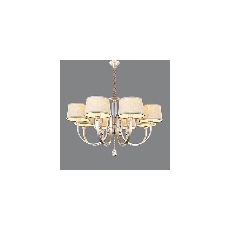 Lámpara de araña de metal plateado con cristal de estilo campestre