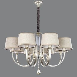 Lámpara de araña de metal plateado con cristal de estilo campestre