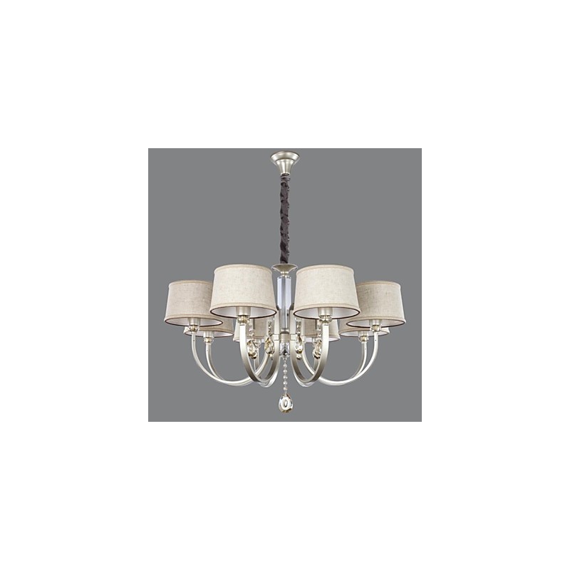 Lámpara de araña de metal plateado con cristal de estilo campestre