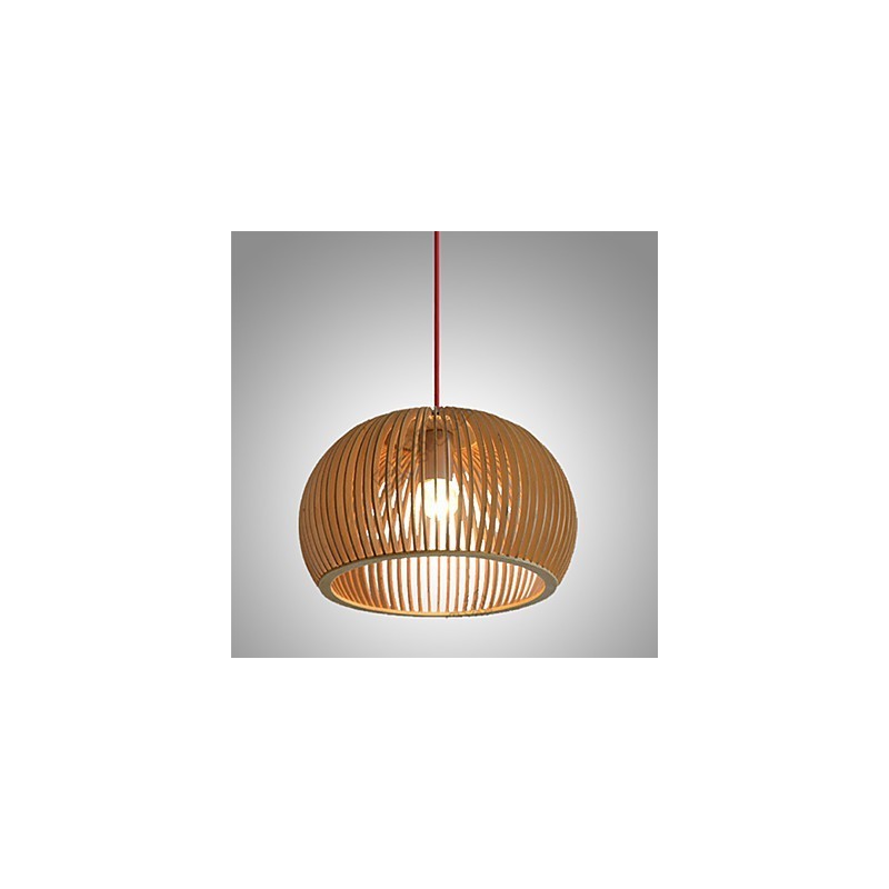 Lámpara colgante circular de estilo de diseño en forma de L, 1 luz de madera