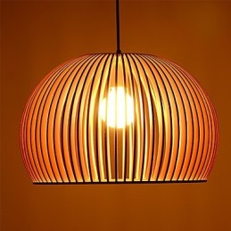 Lámpara colgante circular de estilo de diseño en forma de L, 1 luz de madera