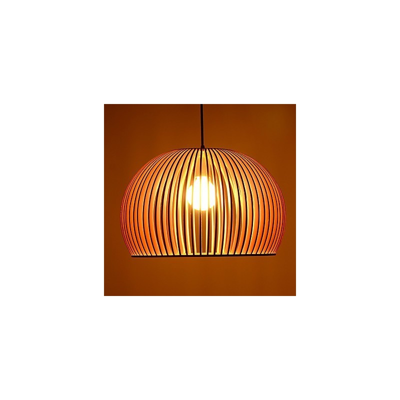 Lámpara colgante circular de estilo de diseño en forma de L, 1 luz de madera