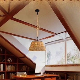 Lámpara de araña de cuerda de cáñamo nórdica creativa de estilo industrial loft