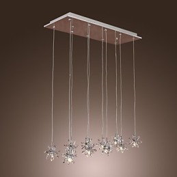 Lámpara colgante moderna contemporánea de metal cromado y cristal