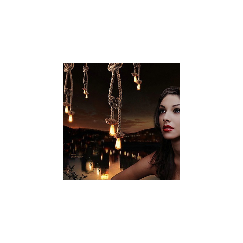 Lámpara de araña creativa de cuerda de cáñamo multifunción