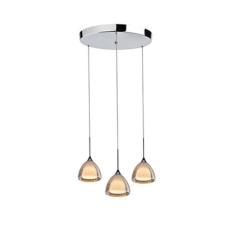 Lámpara colgante de isla de 3 luces de dos capas con vidrio agrietado y cromo pulido Lámpara colgante de isla de 3 luces de dos capas con vidrio agrietado y cromo pulido