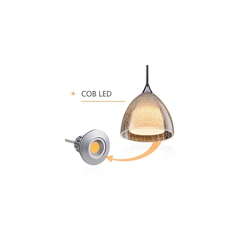 Lámpara colgante de isla de 3 luces de dos capas con vidrio agrietado y cromo pulido