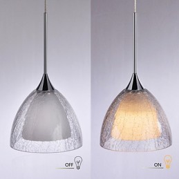 Lámpara colgante de isla de 3 luces de dos capas con vidrio agrietado y cromo pulido