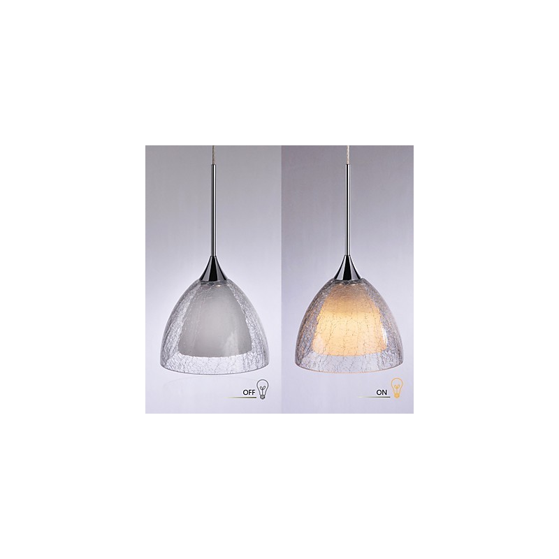Lámpara colgante de isla de 3 luces de dos capas con vidrio agrietado y cromo pulido