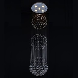 Lámpara de techo moderna contemporánea de metal cromado y cristal