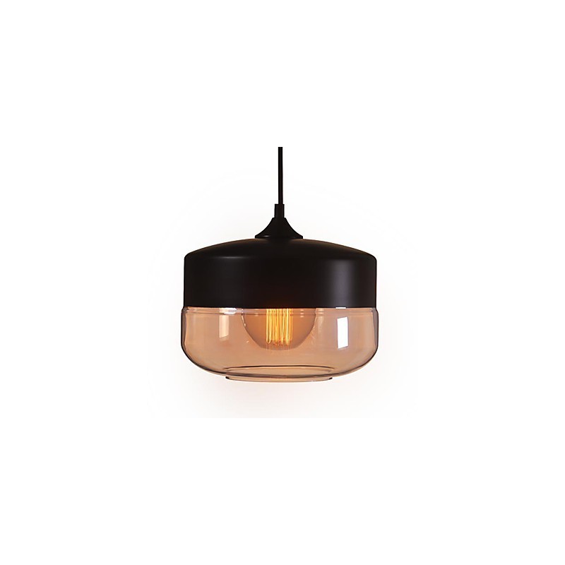 Lámpara colgante de techo de cristal pintado vintage WestMenLights, moderna, color negro, 250 mm de diámetro
