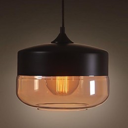 Lámpara colgante de techo de cristal pintado vintage WestMenLights, moderna, color negro, 250 mm de diámetro