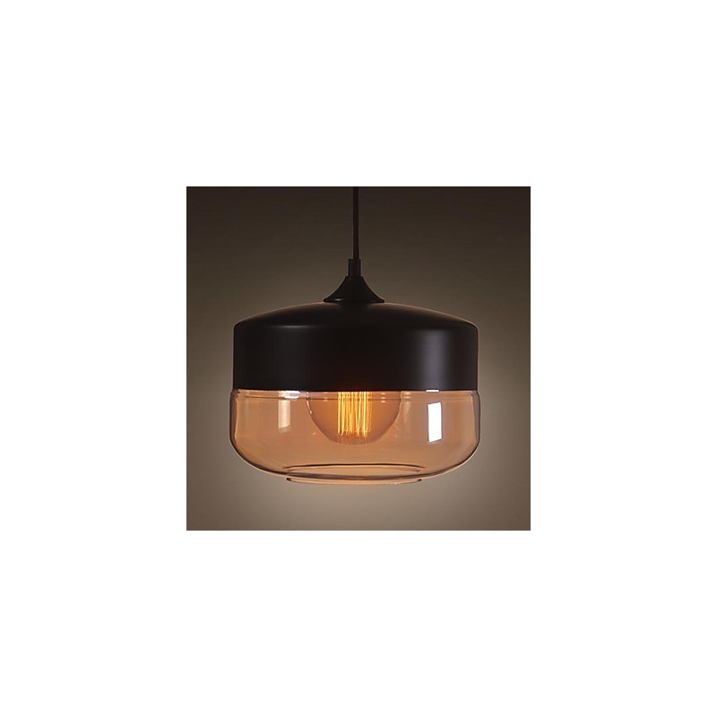 Lámpara colgante de techo de cristal pintado vintage WestMenLights, moderna, color negro, 250 mm de diámetro