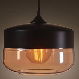 Lámpara colgante de techo de cristal pintado vintage WestMenLights, moderna, color negro, 250 mm de diámetro