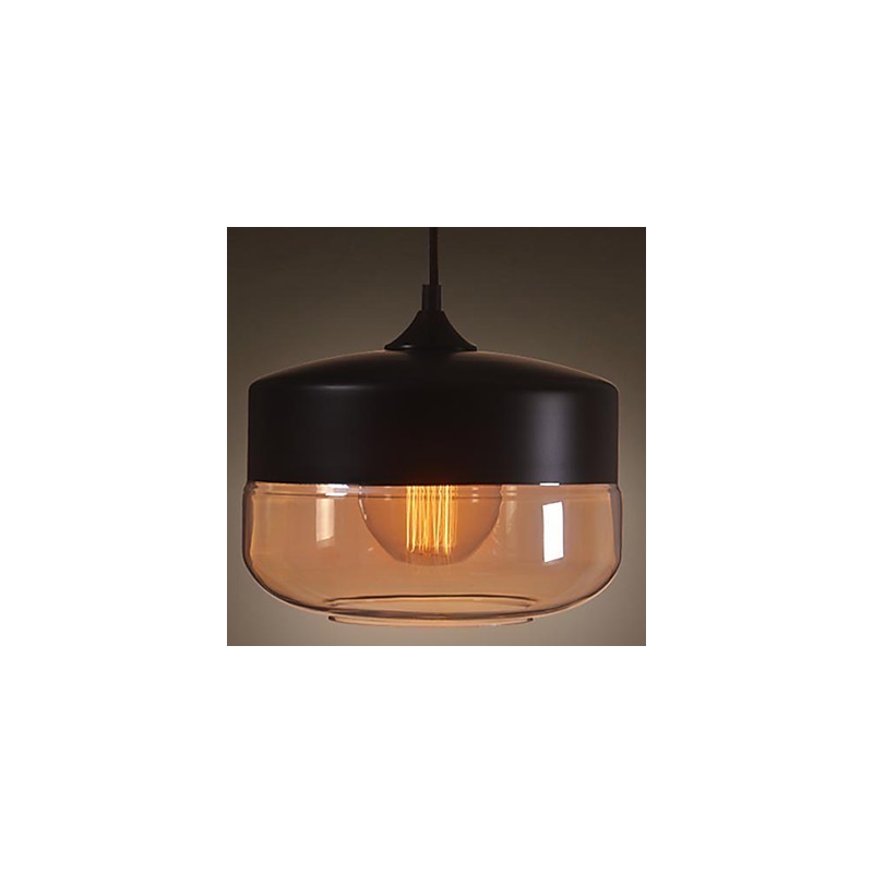 Lámpara colgante de techo de cristal pintado vintage WestMenLights, moderna, color negro, 250 mm de diámetro