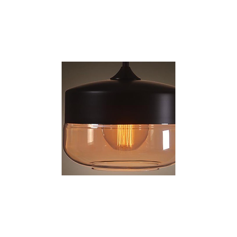 Lámpara colgante de techo de cristal pintado vintage WestMenLights, moderna, color negro, 250 mm de diámetro