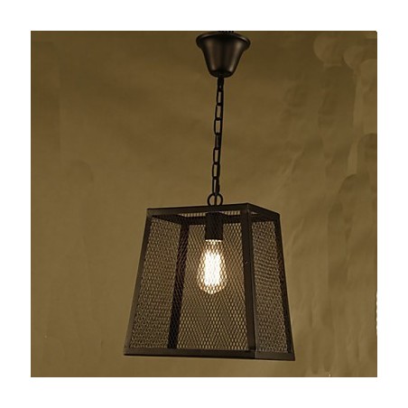 Lámpara de araña de hierro forjado estilo cafetería industrial retro con cubierta de red Lámpara de araña de hierro forjado estilo cafetería industrial retro con cubierta de red