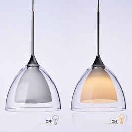 Lámpara colgante de isla de 1 luz de dos capas con vidrio transparente y cromo pulido