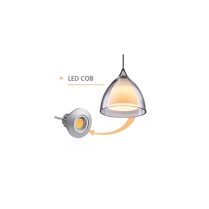 Lámpara colgante de isla de 1 luz de dos capas con vidrio transparente y cromo pulido