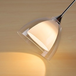 Lámpara colgante de isla de 1 luz de dos capas con vidrio transparente y cromo pulido
