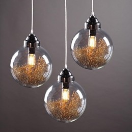 Lámpara colgante de comedor moderna, contemporánea, tradicional, clásica, vintage, estilo campestre, de níquel y vidrio.