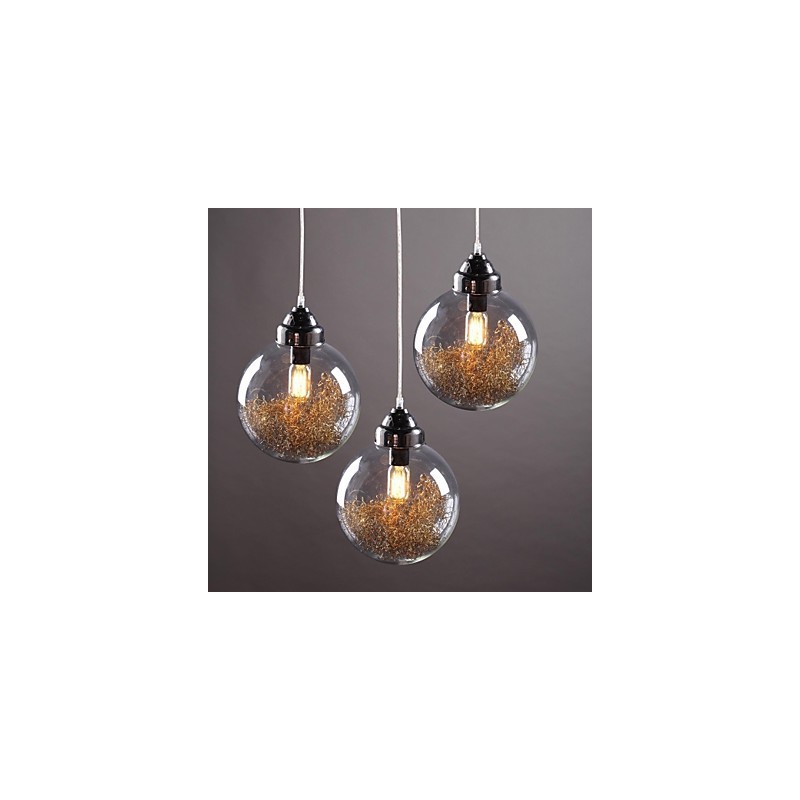 Lámpara colgante de comedor moderna, contemporánea, tradicional, clásica, vintage, estilo campestre, de níquel y vidrio.