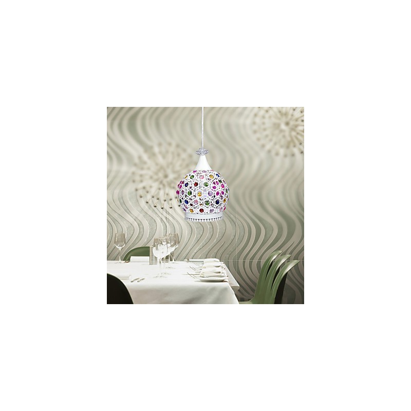 Lámpara colgante de estilo moderno de cristal con acabado envejecido.