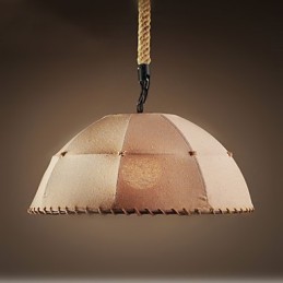 Lámpara colgante estilo americano con cuerda de cáñamo y lino vintage nórdico.
