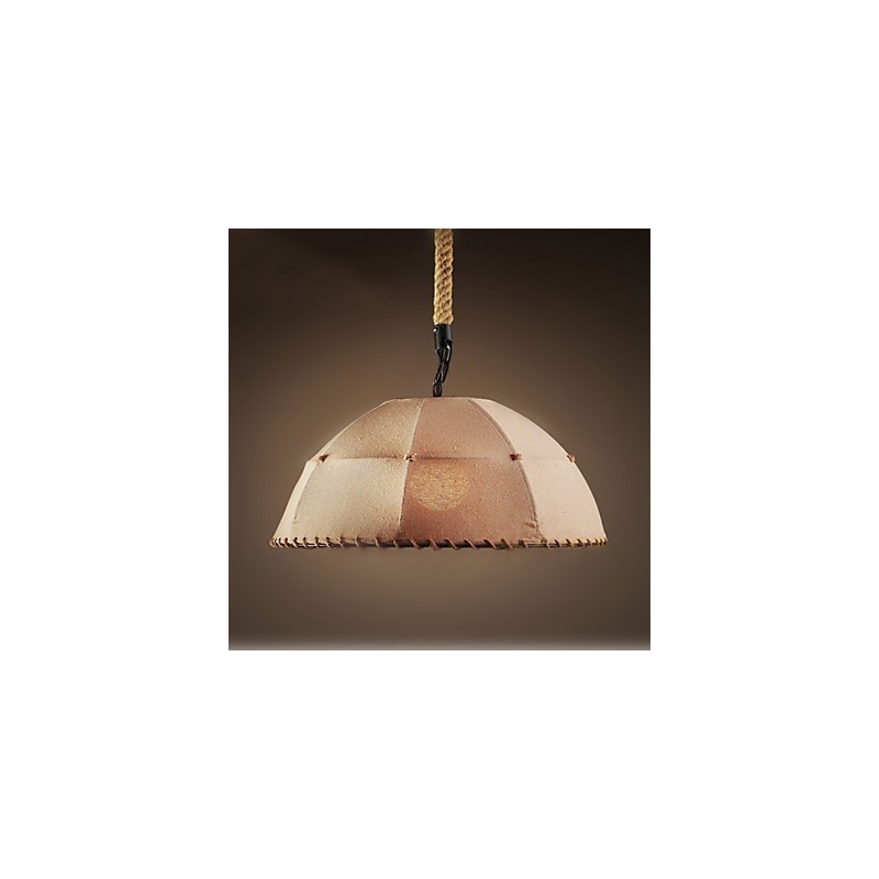 Lámpara colgante estilo americano con cuerda de cáñamo y lino vintage nórdico.