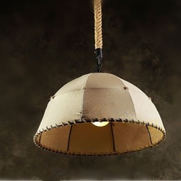 Lámpara colgante estilo americano con cuerda de cáñamo y lino vintage nórdico.