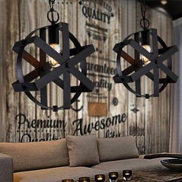 Lámpara colgante redonda industrial de estilo vintage para loft, decoración del hogar, lámpara de araña